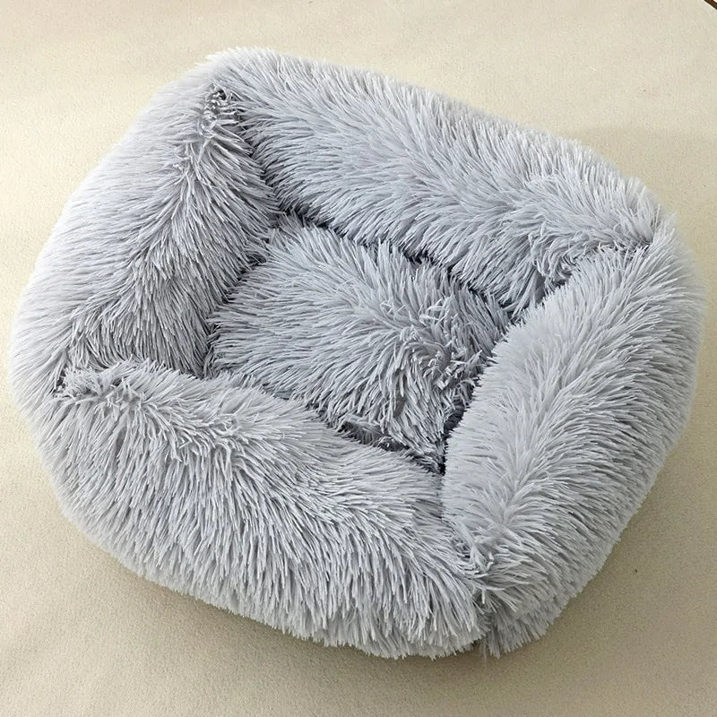 Plush Square Cat Bed: Warm Winter Pet Nest for Small Dogs and Cats