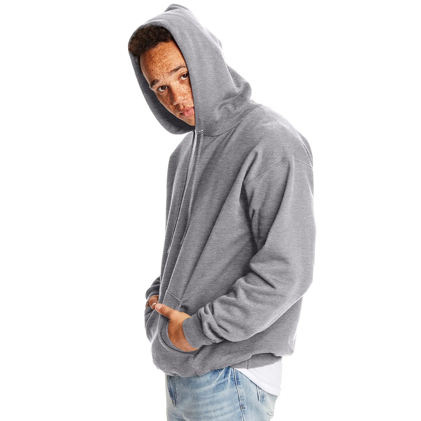 Hanes mens Ultimate Sweatshirt, Heavyweight Fleece Hoodie, Cotton Sweatshirt for Men Medium Oxford Gray