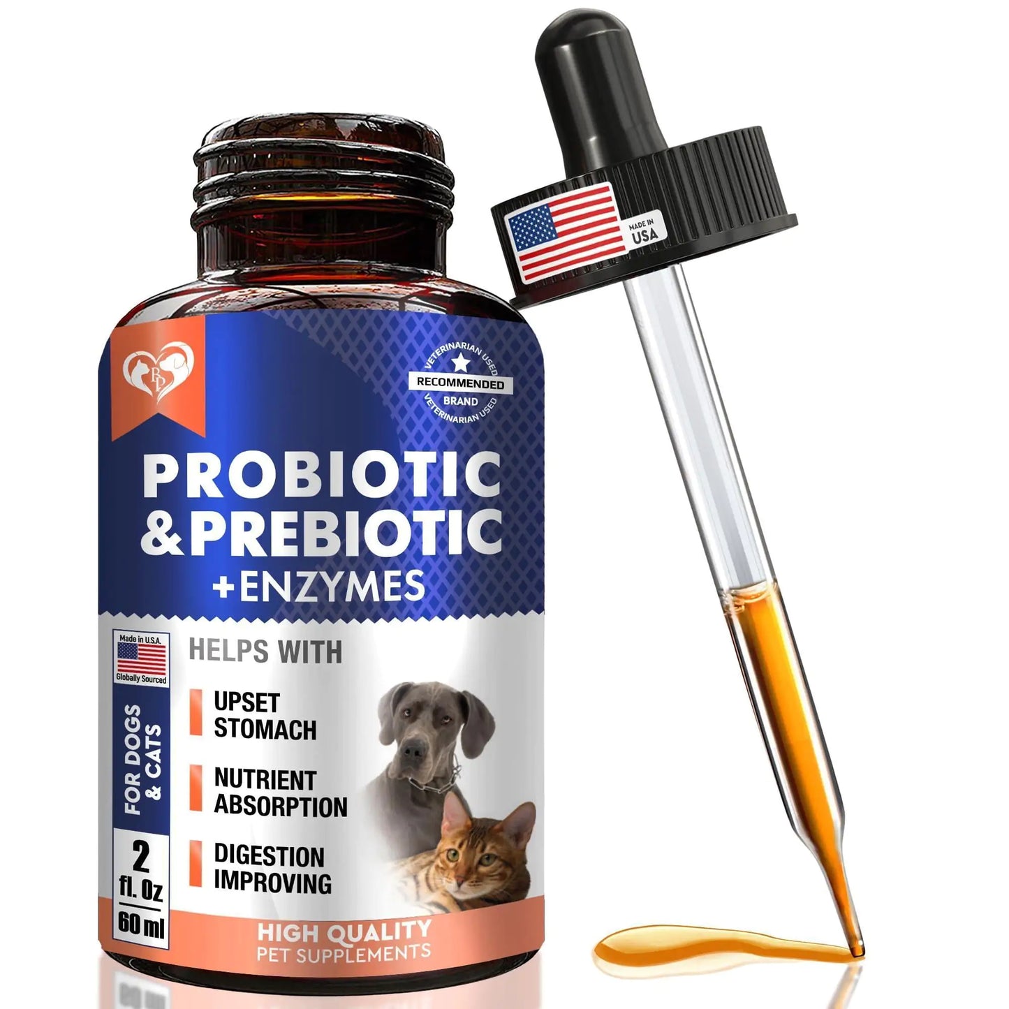 Probiotics Prebiotics with Enzymes for Dogs and Cats Digestive Gut Flora Health