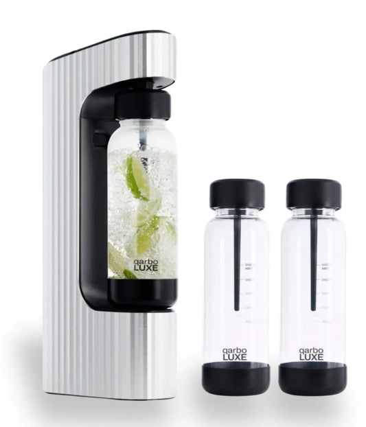 qarbo LUXE Sparkling Water and Beverage Maker with 2 Extra Bottles