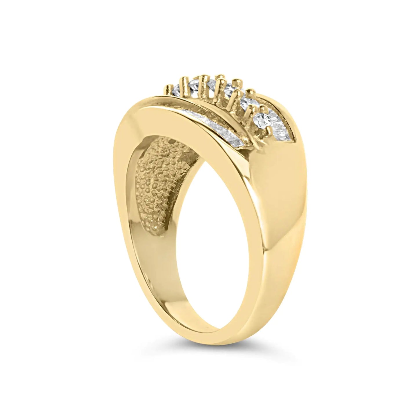 14K Yellow Gold 1.00 Cttw Diamond Cocktall Cluster 5 Stone Ring (H-I Color, SI1-I1 Clarity) - Ring Size 7