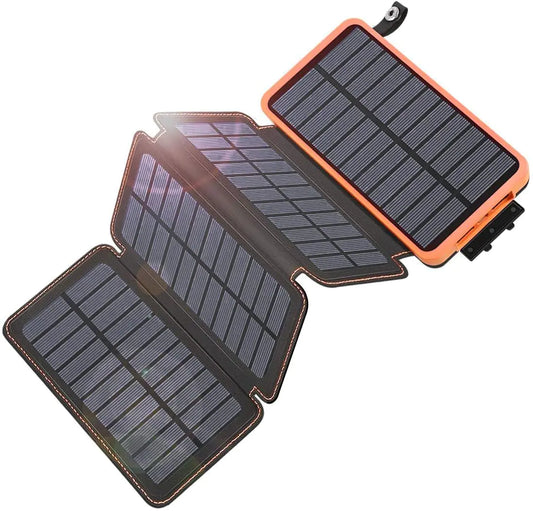 Solar Charger Power Bank 25000mAh - QC3.0 Fast Charging Solar Powered Battery Pack with 4 Foldable Panels, Waterproof Portable Charger for Outdoor Activities, Type C Input/Output