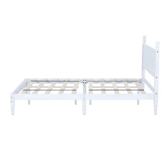 Queen Wood Bed Frame With Headboard, Solid Rubber Wood Bed