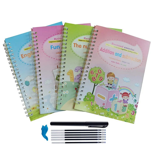 Magic Practice Book Set with Wiping Pen and Sticker Copybook for Children