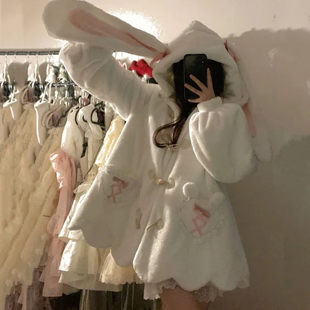 Japanese White Kawaii Plush Sweatshirt