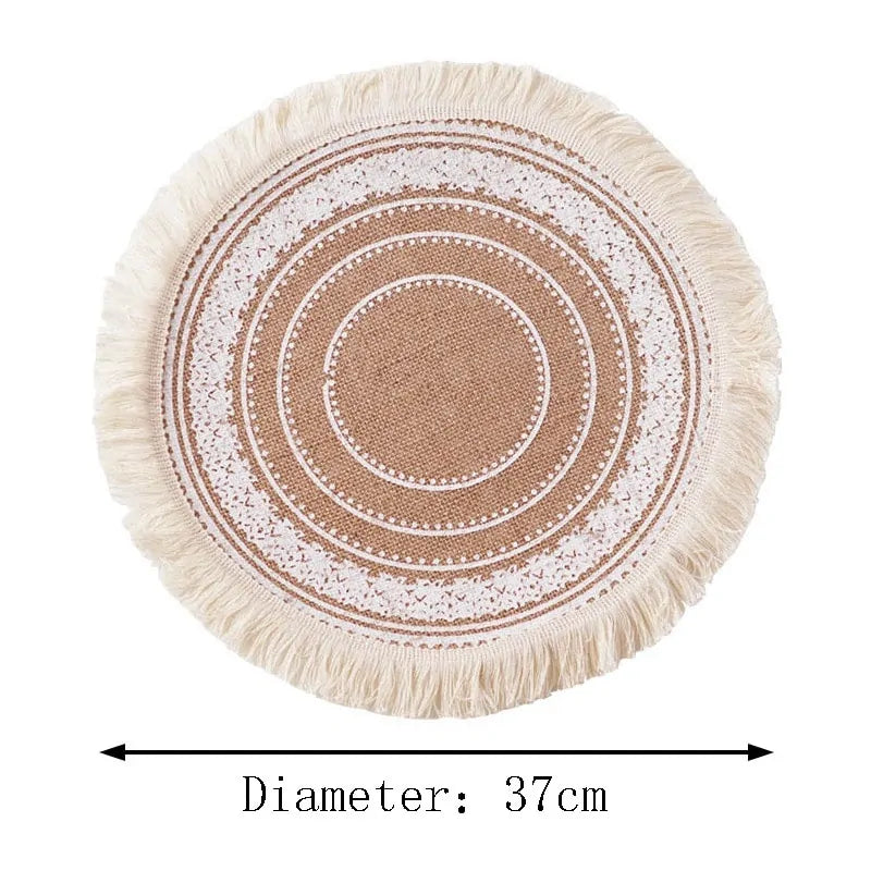 Nordic Style Round Embroidery Placemat Set