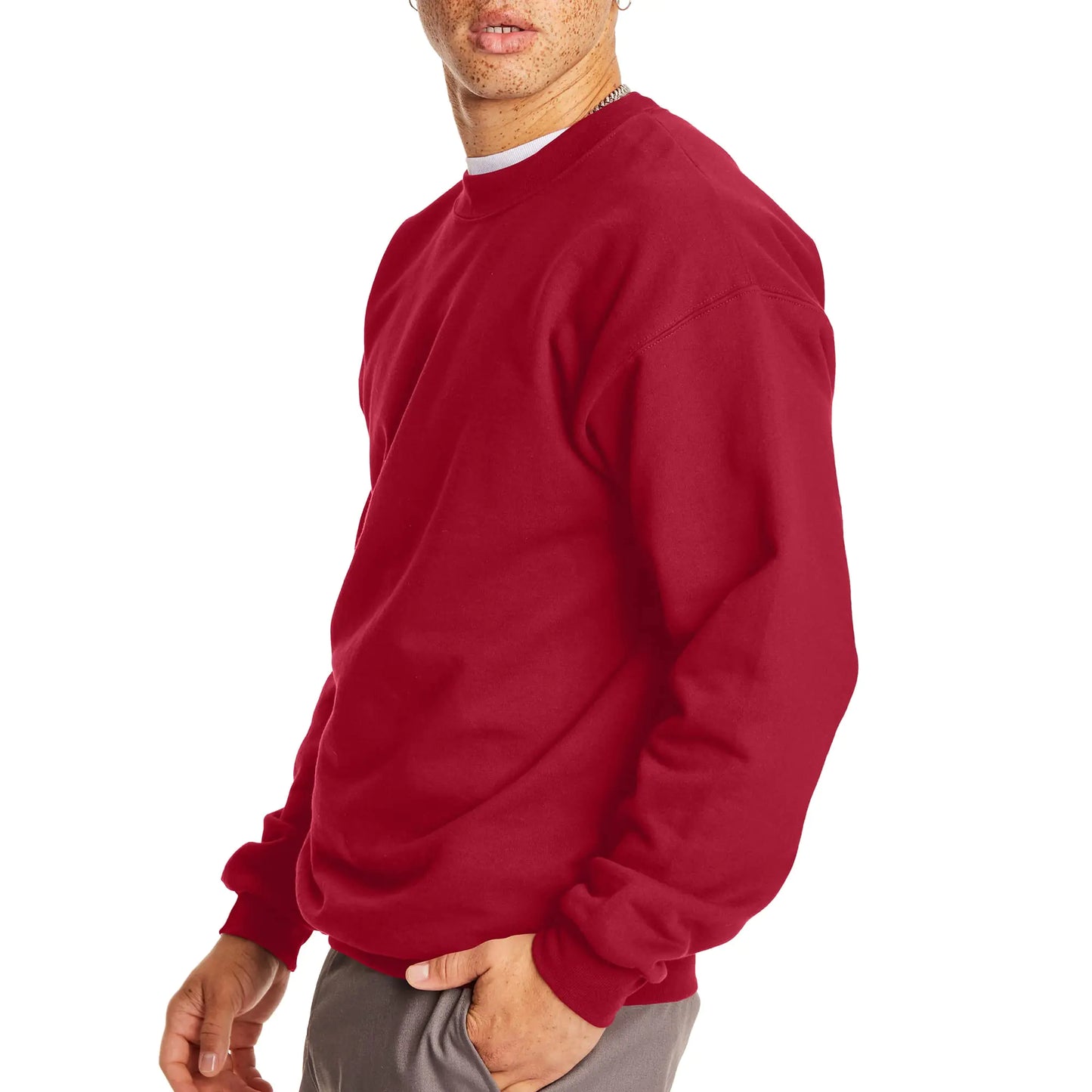 Hanes mens Sweatshirt, Heavyweight Fleece Sweatshirt, Crewneck Pullover for Men 3X-Large Deep Red