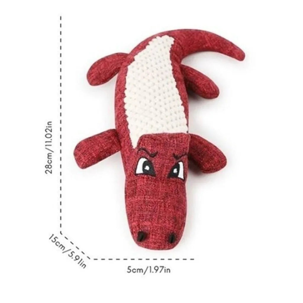 Linen Plush Crocodile Dog Toy: Squeaky Chew