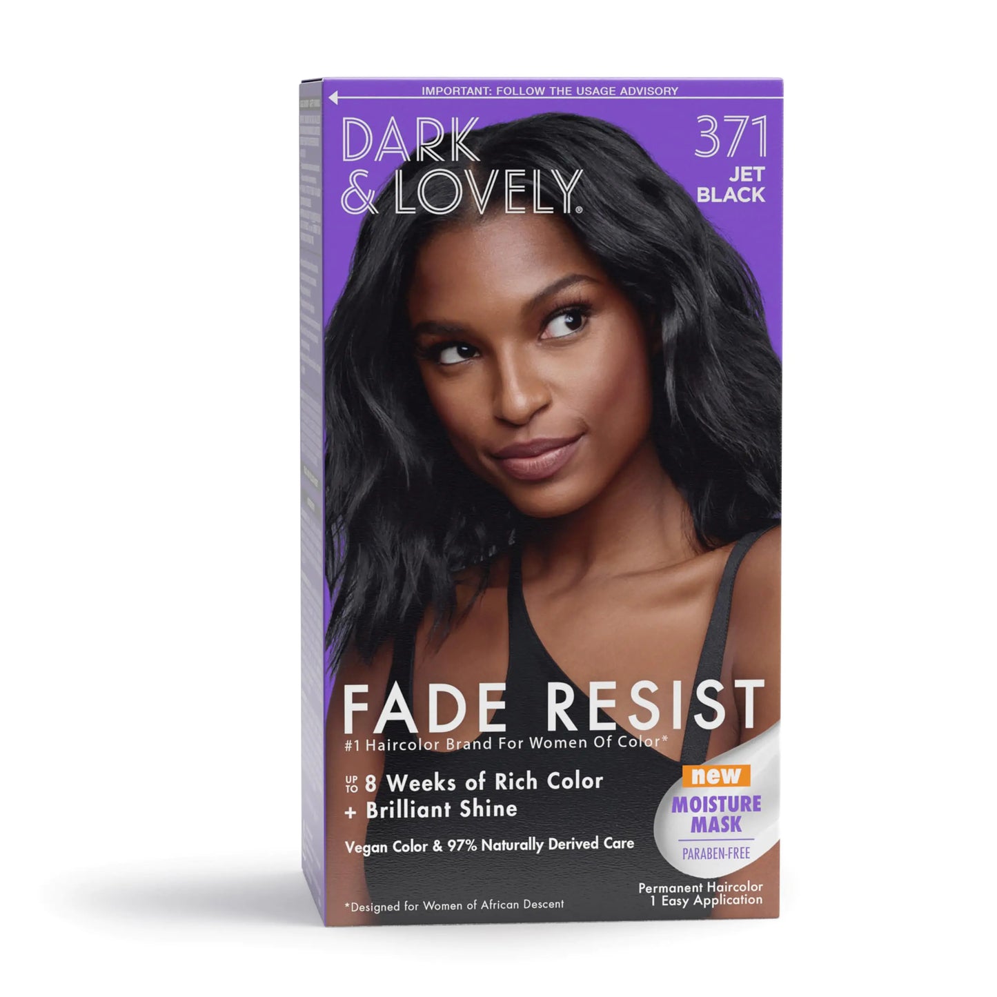 SoftSheen-Carson Dark and Lovely Fade Resist Rich Conditioning Hair Color, Permanent Hair Color, Up To 100 percent Gray Coverage, Brilliant Shine with Argan Oil and Vitamin E, Jet Black, 2 Count Jet Black 371 2 Count (Pack of 1)