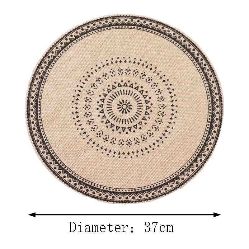 Nordic Style Round Embroidery Placemat Set