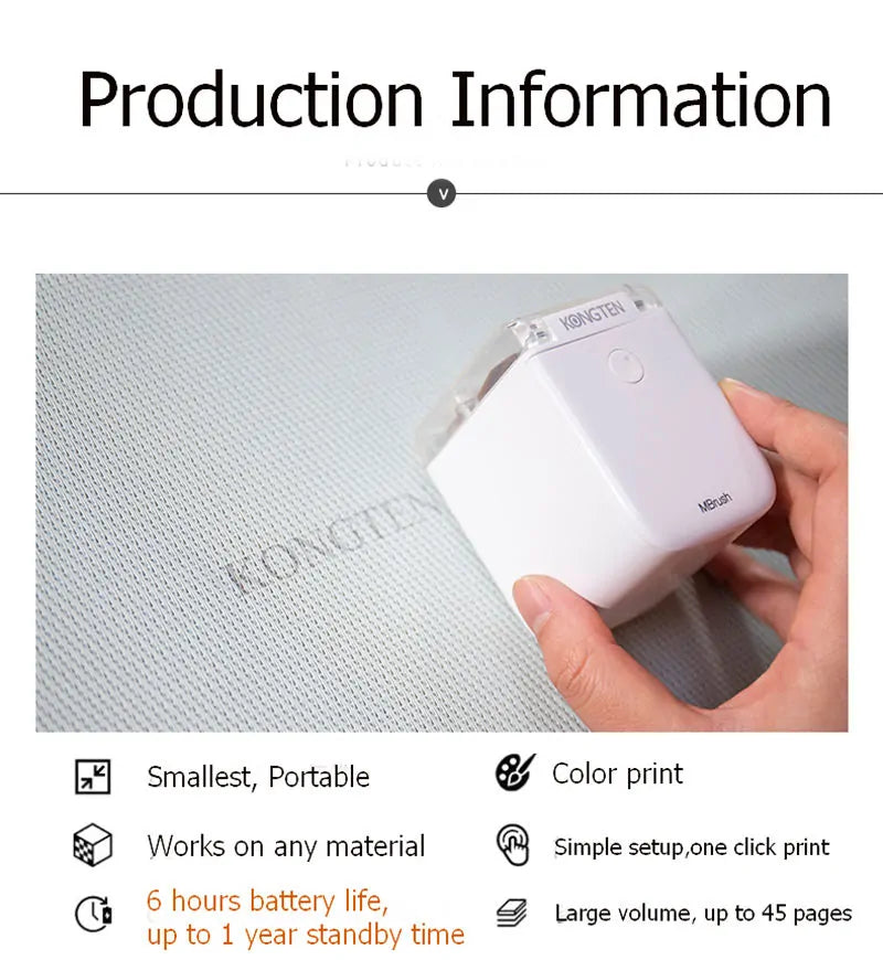 Kongten Mbrush Mini Handheld Printer: Portable Bluetooth/Wifi Printers