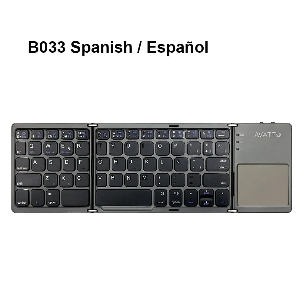 B033 Mini Bluetooth Folding Keyboard with Touchpad - Compatible with Windows, Android, iOS Tablets and Phones