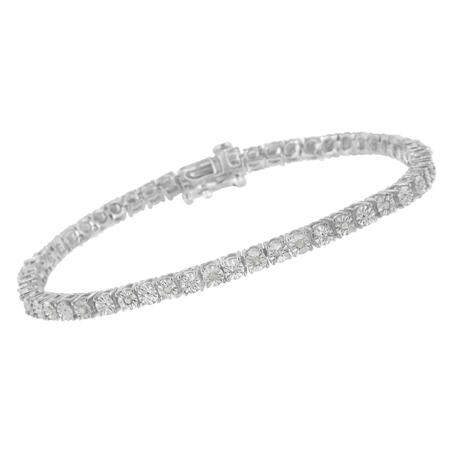 .925 Sterling Silver 1/4 Cttw Diamond Illusion-Set Miracle Plate Tennis Bracelet (I-J Color, I3 Clarity) - 7"