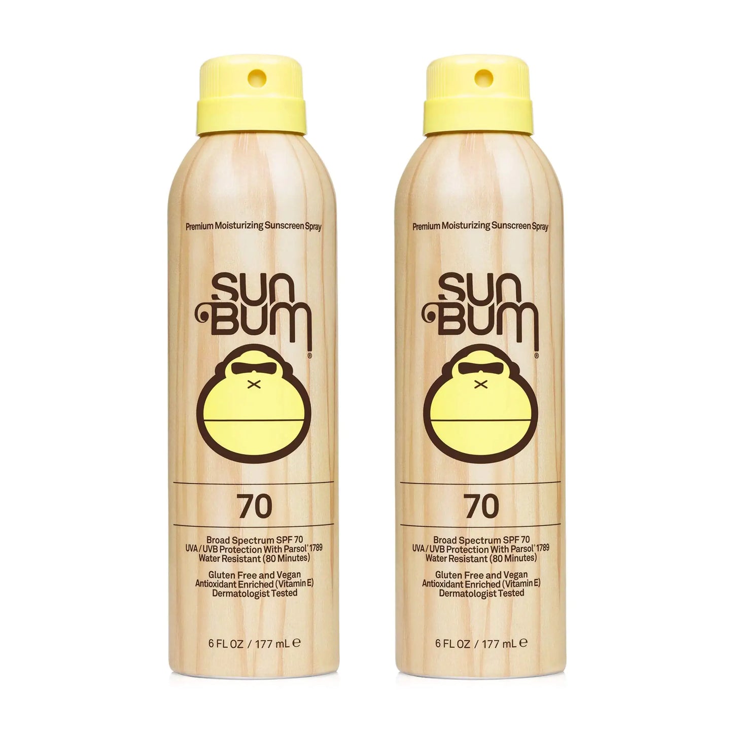 Sun Bum Sun Bum Original Spf 70 Sunscreen Spray Vegan and Reef Friendly (octinoxate & Oxybenzone Free) Broad Spectrum Moisturizing Uva/uvb Sunscreen With Vitamin E 2 Pack 6 Fl Oz (Pack of 2)