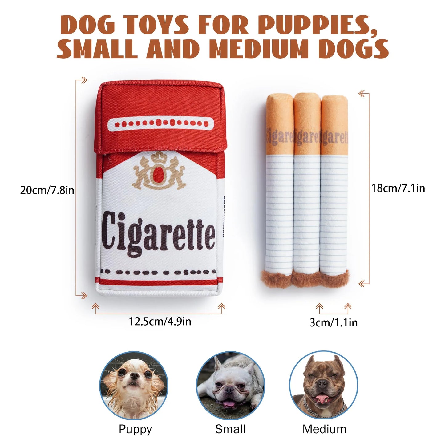 Funny Cigarette Dog Toy – Squeaky Plush for Dogs & Cats