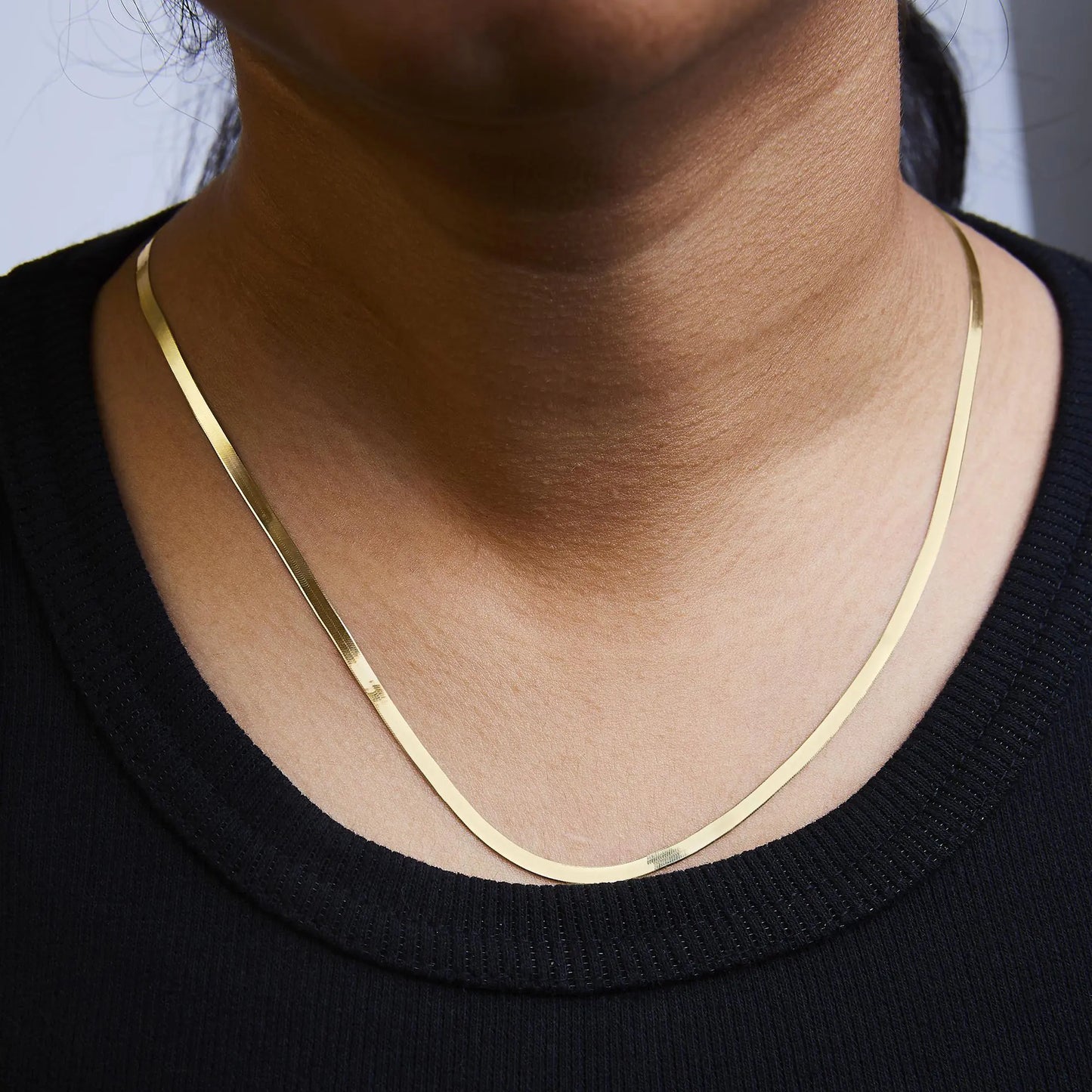 Unisex Solid 14K Gold 2.8mm Imperial Herringbone Chain Necklace