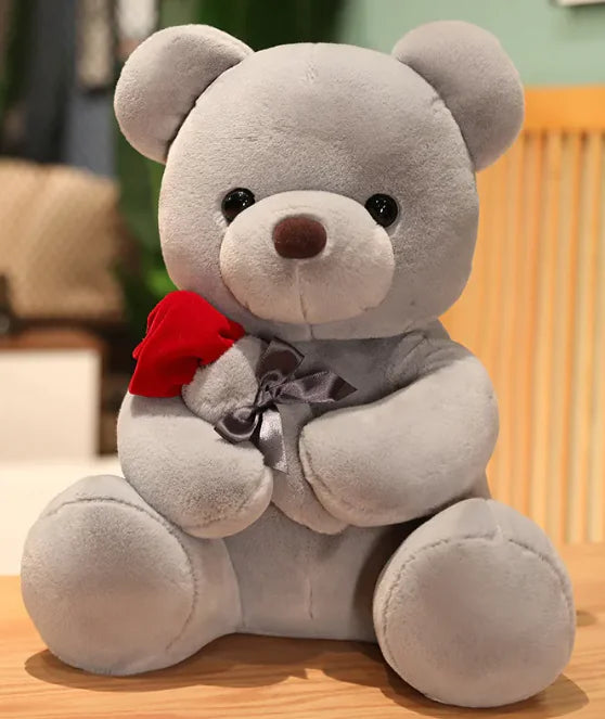 Hugging Roses Teddy Bear Plush Pillow