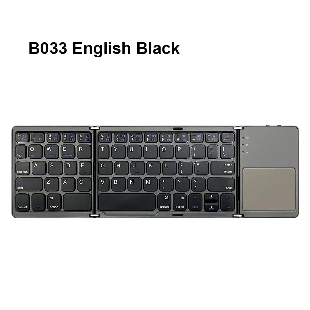 B033 Mini Bluetooth Folding Keyboard with Touchpad - Compatible with Windows, Android, iOS Tablets and Phones