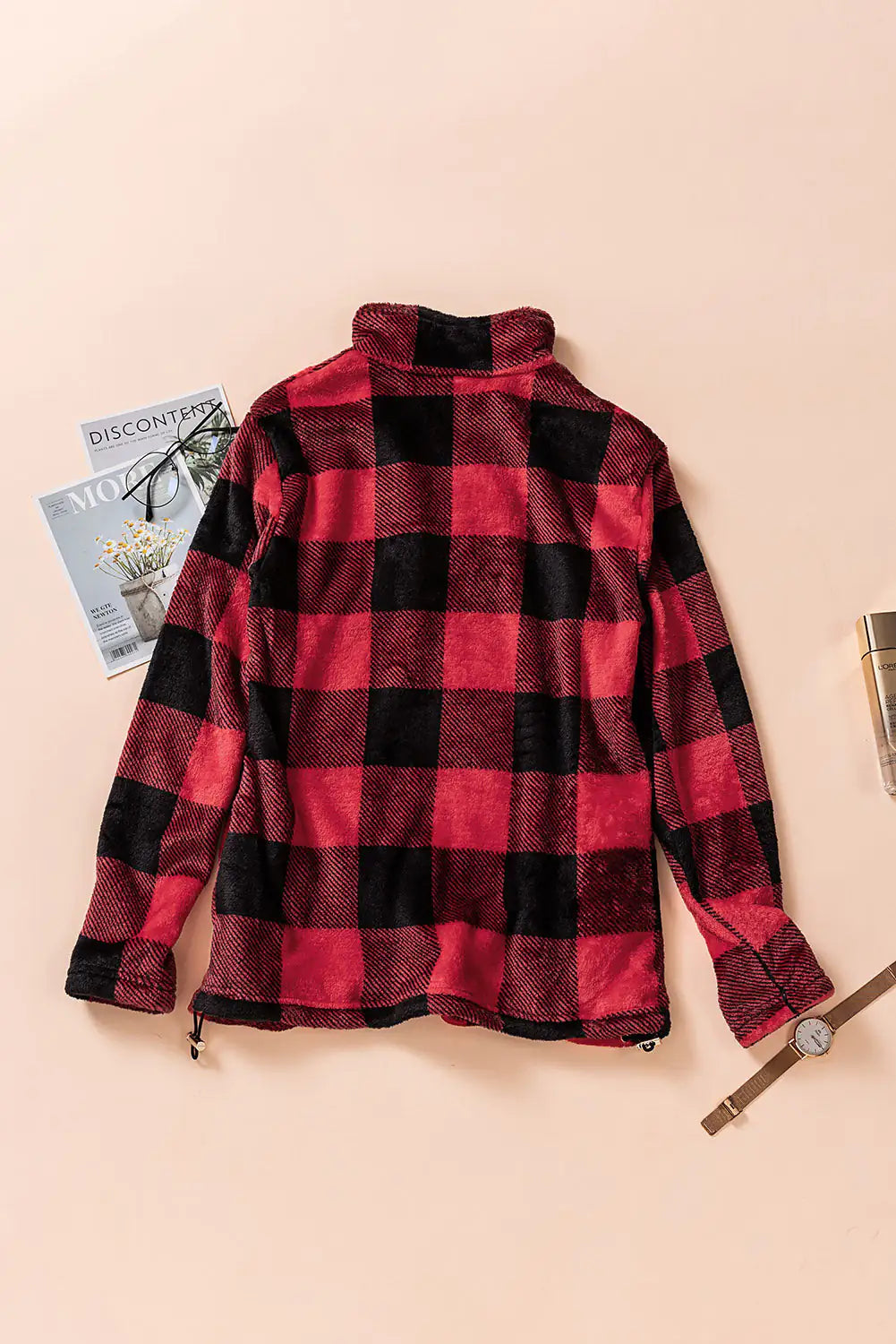 Plaid Print Collar Sweatshirt