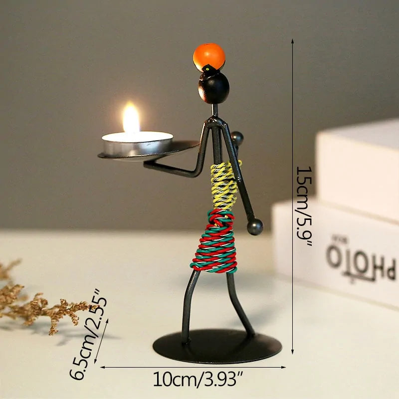 Nordic Metal Abstract Character Candle Holder