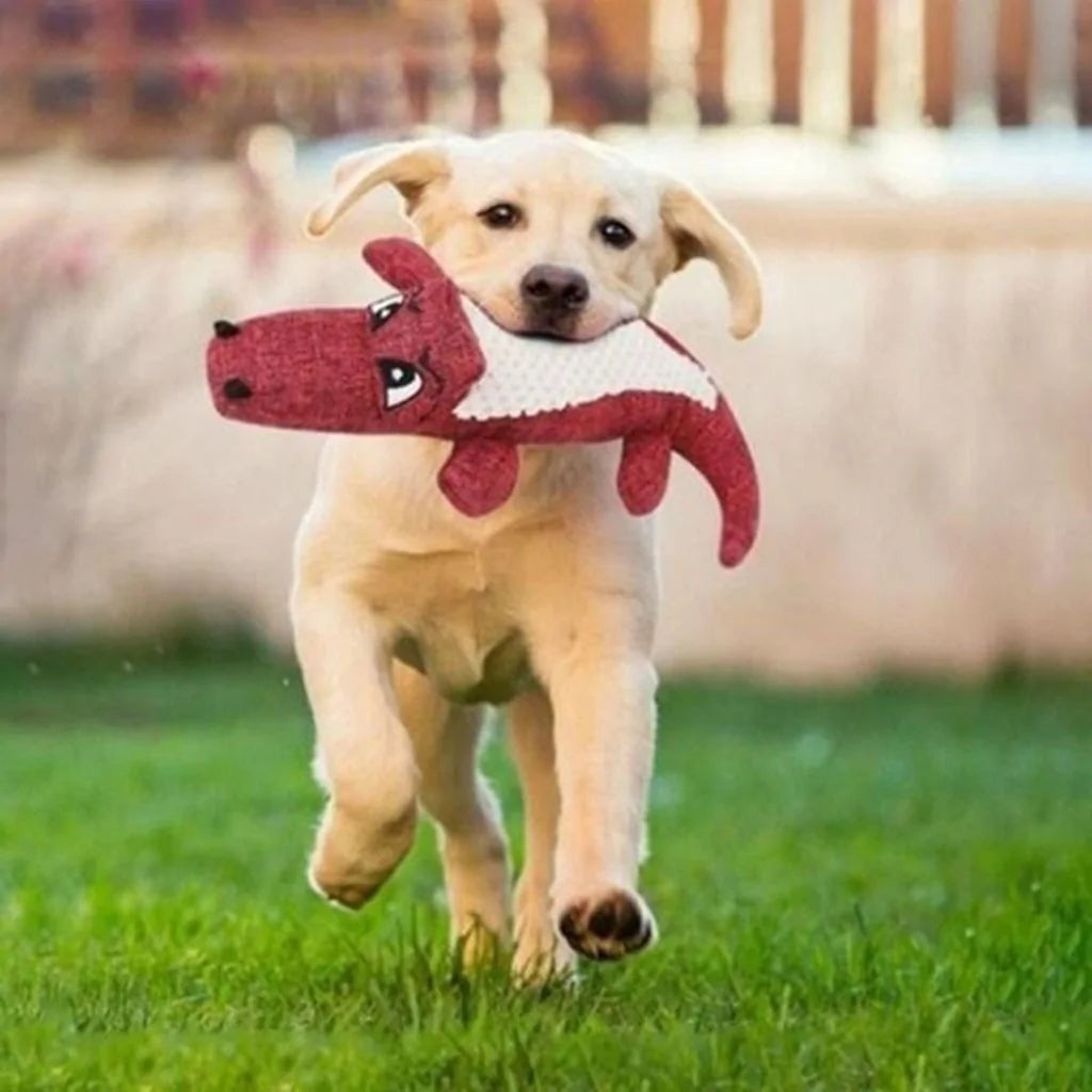 Linen Plush Crocodile Dog Toy: Squeaky Chew