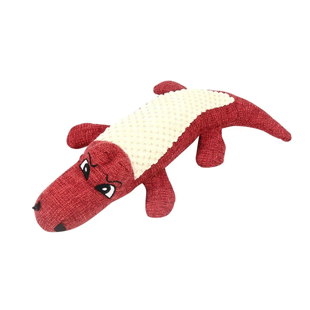 Linen Plush Crocodile Dog Toy: Squeaky Chew