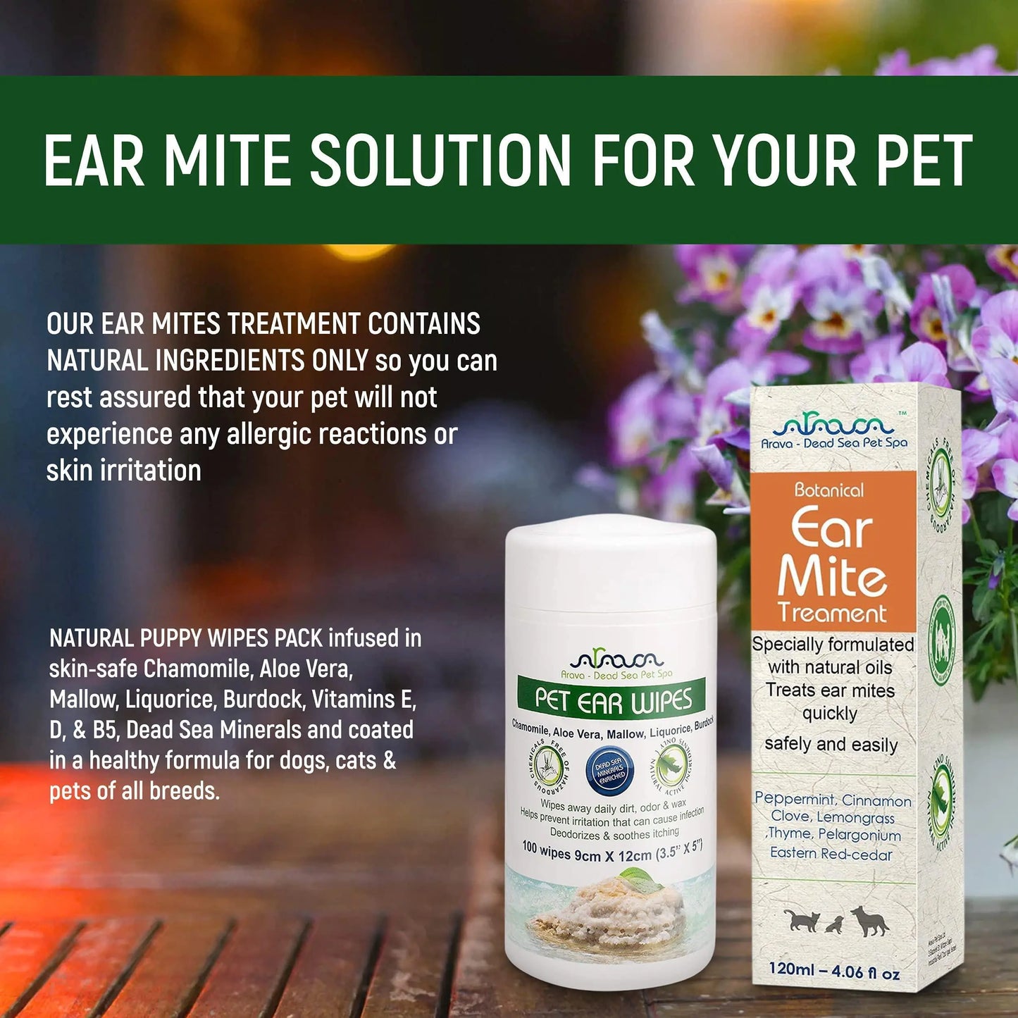 Natural Ear Mite Treatment for Dogs & Cats Pet Ear Mites Infection Cleaner